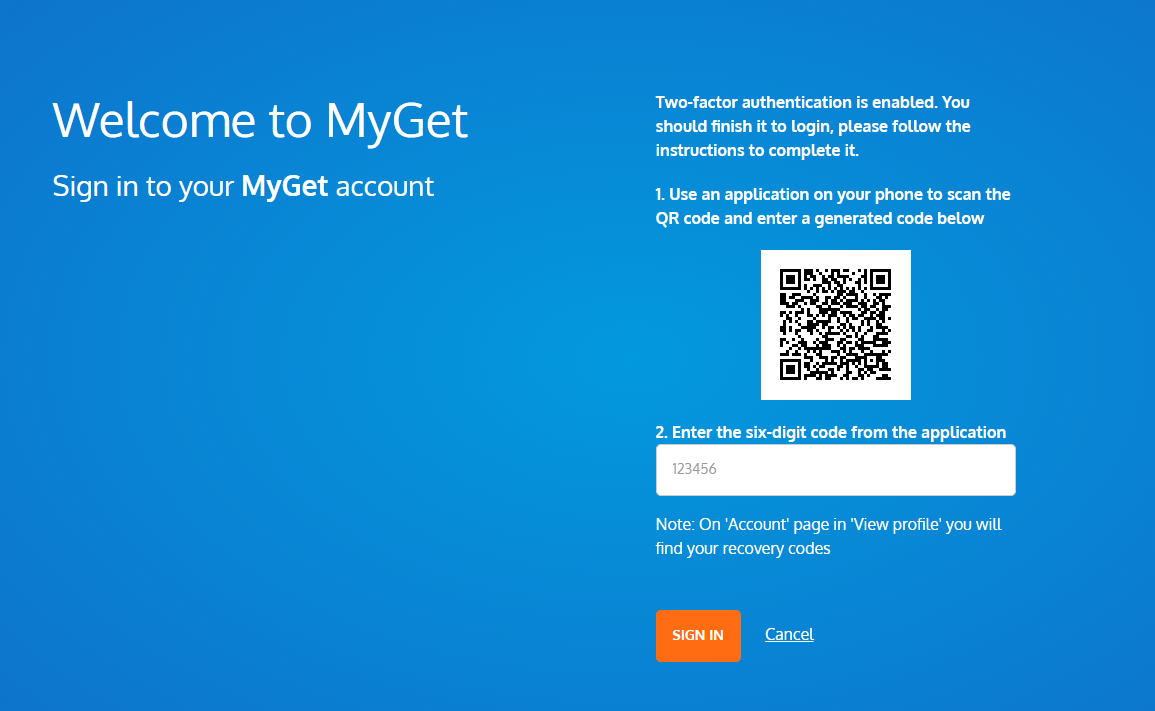 Oblige MyGet Enterprise users to enable 2FA during sign-up