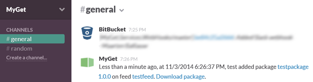 Slack integration with MyGet