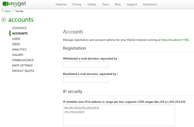 IP whitelisting for MyGet Enterprise customers