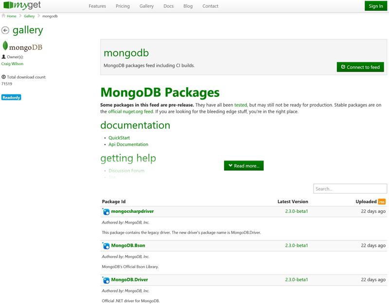Using nightly builds for MongoDB
