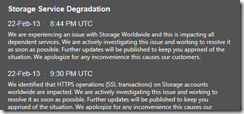 Windows Azure Storage outage