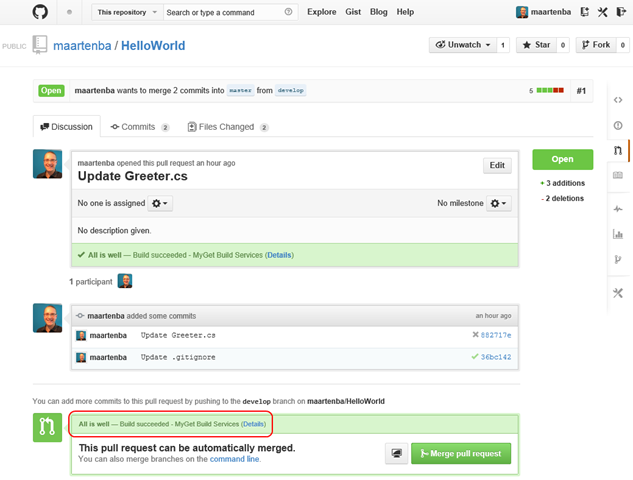 GitHub Commit Status API MyGet