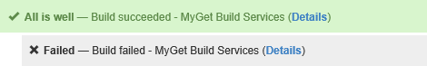 MyGet reports build status to GitHub