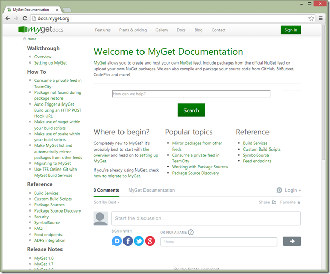 Documentation on how to use MyGet