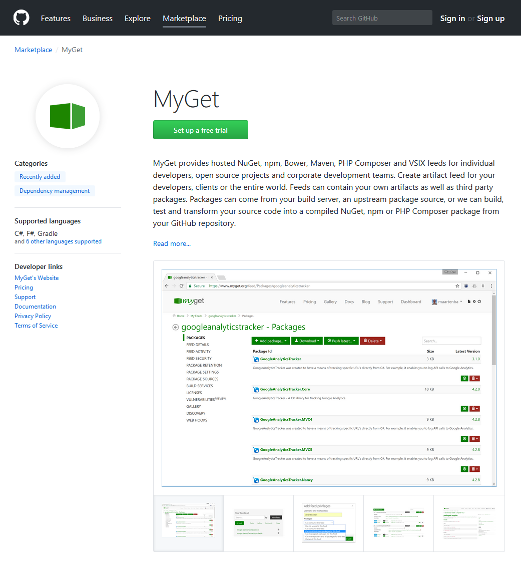 MyGet package management now available in the GitHub Marketplace!