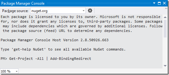 NuGet Add Binding Redirect