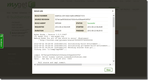 MyGet build log