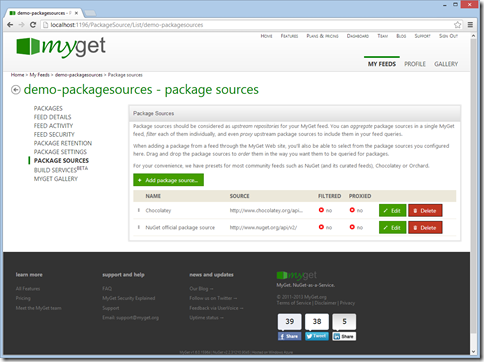 Package sources list